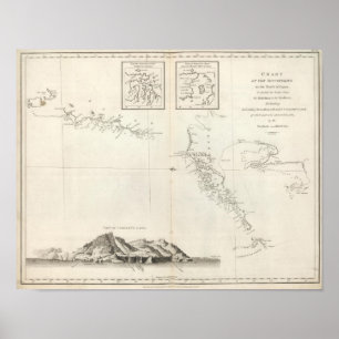 Poster Carta das descobertas ao norte de Japão