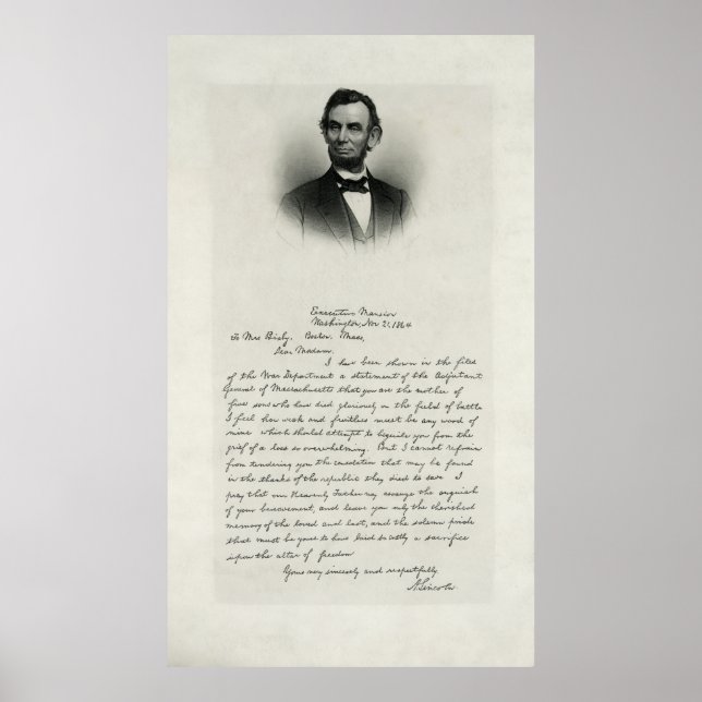 Poster CARTA DE ABRAHAM LINCOLN para MÃE DE GUERRA CIVIL (Frente)