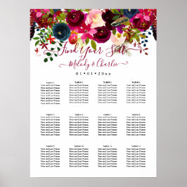 Poster CARTA DE ASSENTAMENTO DE FLORES DE Aquarela BOHO B