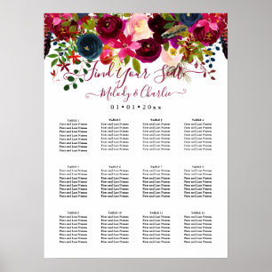 Poster CARTA DE ASSENTAMENTO DE FLORES DE Aquarela BOHO B