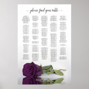 Poster Carta de Assentos Alfabetica Rosa Roxo Ameixa