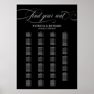Poster Carta de Assentos de Casamento Alfabetica Elegante