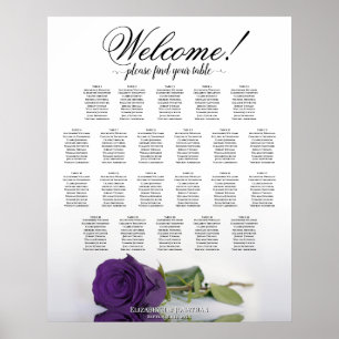 Poster Carta de Assentos de Casamento de Mesa 22 Rosa Rox