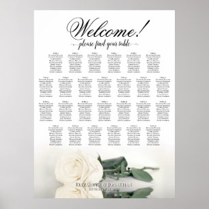 Poster Carta de Assentos de Casamento de Mesa 26 Rosa Bra