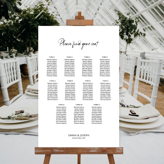Poster Carta de Assentos de Casamento de Mesa Simples Ele (Criador carregado)