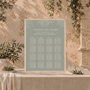 Poster Carta de Assentos de Casamento Itália Ramo de Oliv