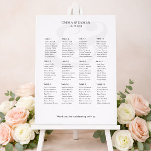 Poster Carta de Assentos de Casamento Minimalista Ampersa