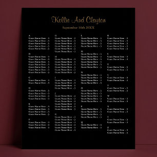 Poster Carta de Assentos de Casamento Preto Simples 130