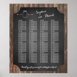 Poster Carta de Assentos de Casamento Única em Pote de Pe
