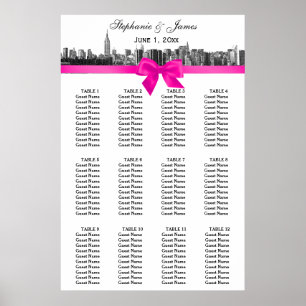 Poster Carta de Assentos NYC Skyline Largo Preto e Branco