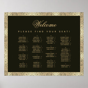 Poster Carta de Assentos Vintage Ouro Preto em Ordem Alfa