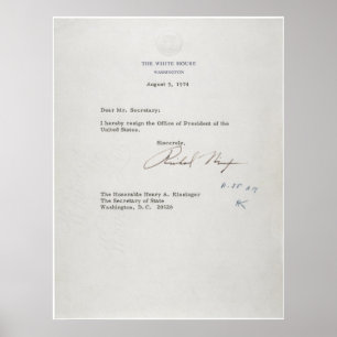 Poster Carta de demissão do presidente Richard M. Nixon