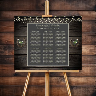 Poster Carta de madeira do assento do casamento do