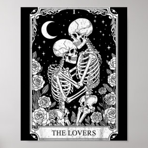 Poster Carta de Tarot Os Amantes Esqueleto Goth Halloween