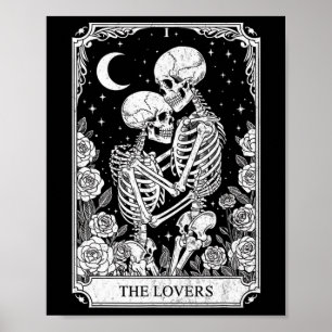 Poster Carta de Tarot Os Amantes Esqueleto Goth Halloween