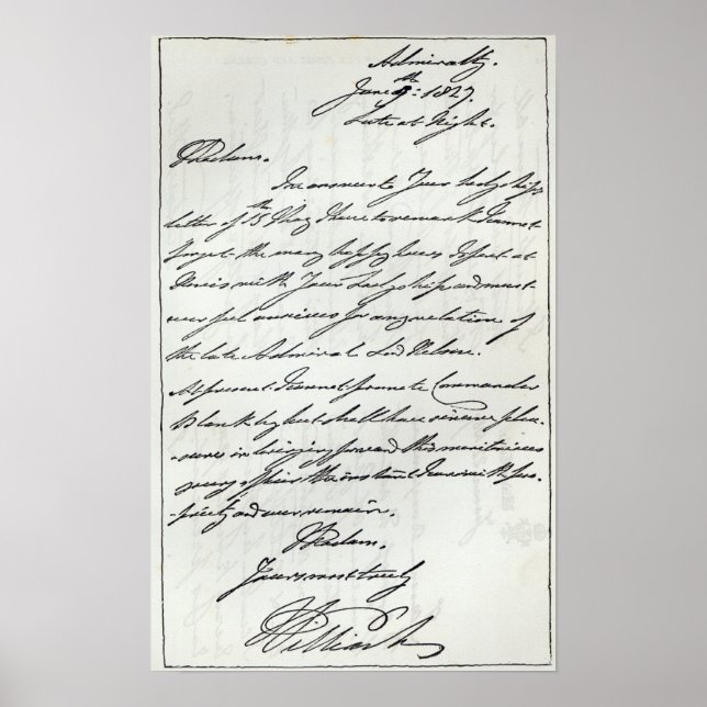 Poster Carta de William IV a Lady Nelson (Frente)