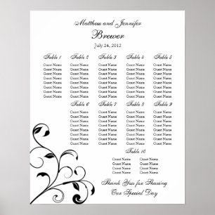 Pôster Carta do assento da recepção de casamento -
