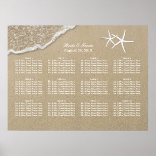 Poster Carta do assento do casamento da estrela do mar do