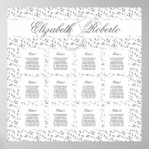 Poster Carta do assento do casamento do convidado de 12