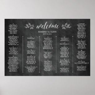 Poster Carta do assento do casamento do quadro alfabétic