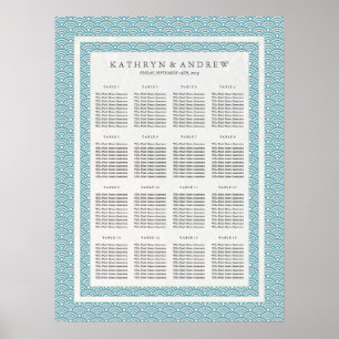 Pôster Carta do assento do casamento do teste padrão de