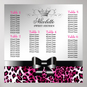 Poster Carta do assento do leopardo do rosa quente de 311