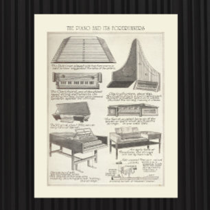 Poster Carta do vintage do piano