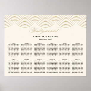 Poster Carta Dourado do assento do casamento do marfim do