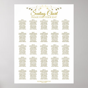 Poster Carta Dourado elegante do assento do casamento de