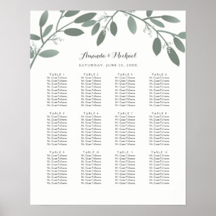 Poster Carta elegante do assento do casamento do jardim