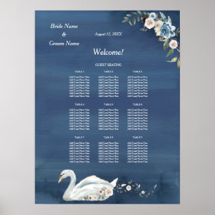 Poster Carta floral branca do assento do comensal de