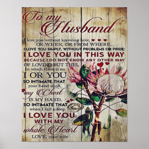 Poster Carta Fofa para Marido Presente Adorável Dia d