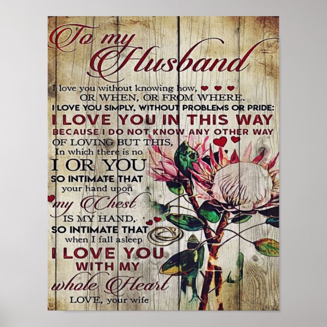 Poster Carta Fofa para Marido | Presente Adorável | Dia d (Frente)