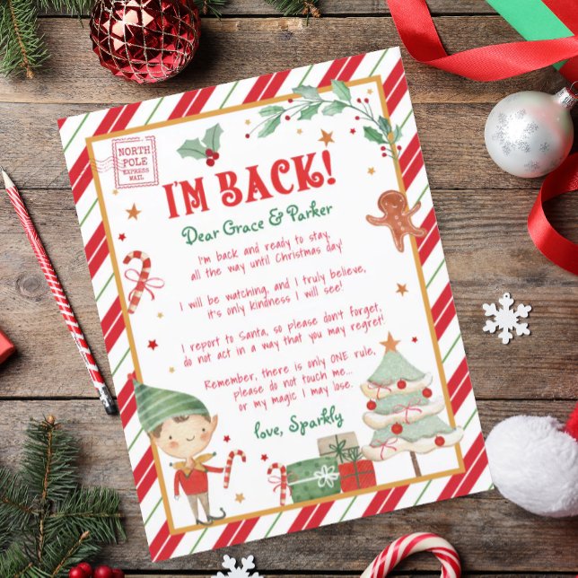 Poster Carta personalizada do Elf de Natal (Christmas elf welcome letter)