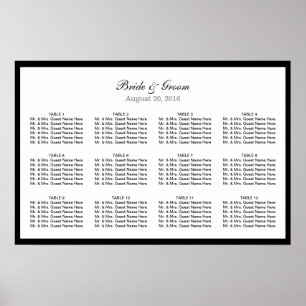 Poster Carta preta lisa simples do assento do casamento