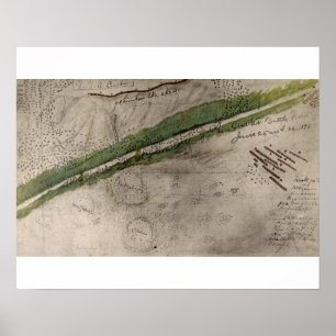 Pôster Carta topográfica do campo de batalha do Litt