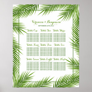 Pôster Carta tropical do assento do casamento de praia