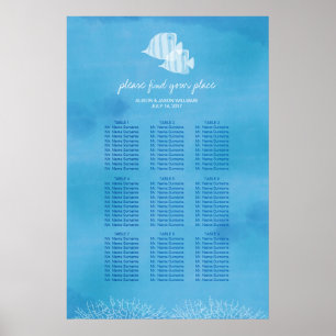 Pôster Carta tropical do assento do comensal de casamento