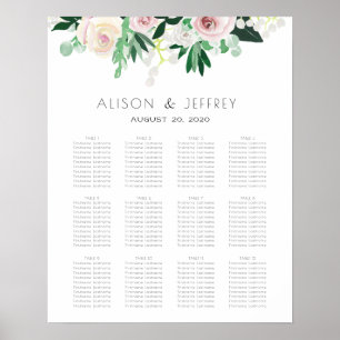 Poster Carta verde floral do assento do casamento da
