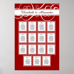 Poster Carta vermelha e branca do assento da mesa do