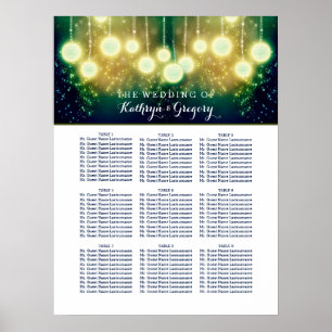 Poster Carta Wedding Enchanted do assento com lanternas