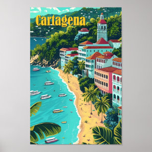 Poster Cartagena Colombia Vintage Art Viagem