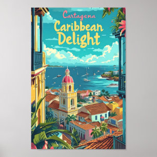 Poster Cartagena Colombia Vintage Art Viagem
