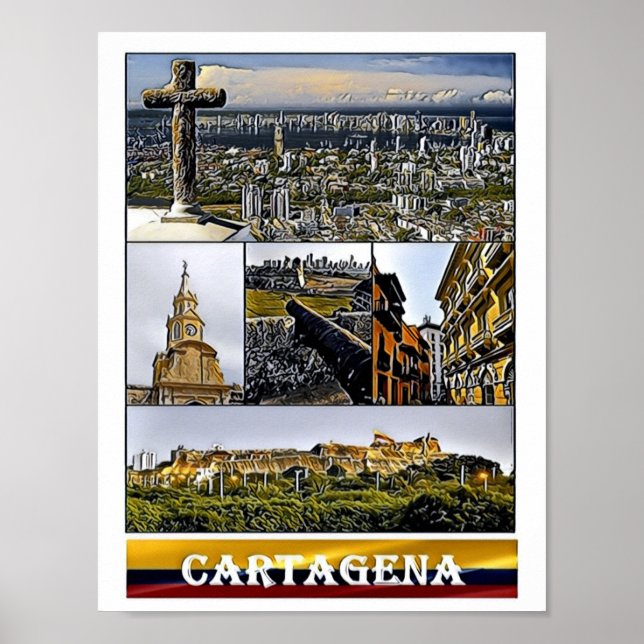 Poster Cartagena - Mosaico - Colômbia (Frente)