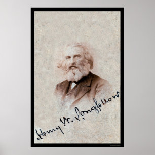 Pôster Cartão assinado Longfellow 1860 de Henry