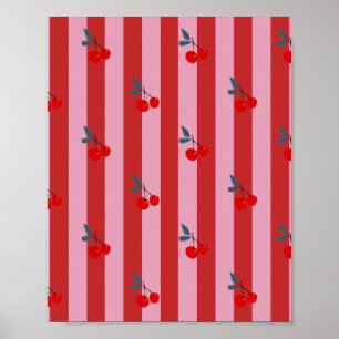 Poster Cartão com design de listras vermelhas e rosas com