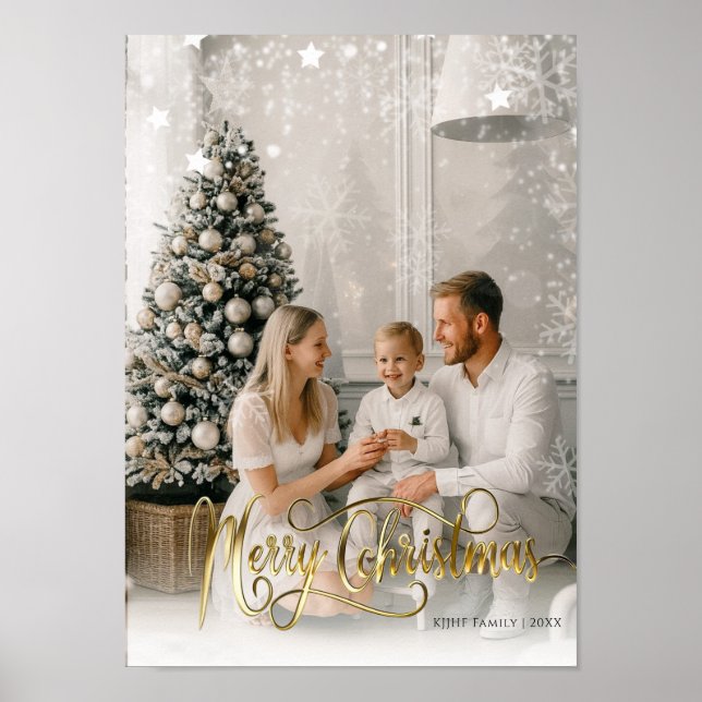 Poster Cartão com fotos de Natal Elegante (Frente)