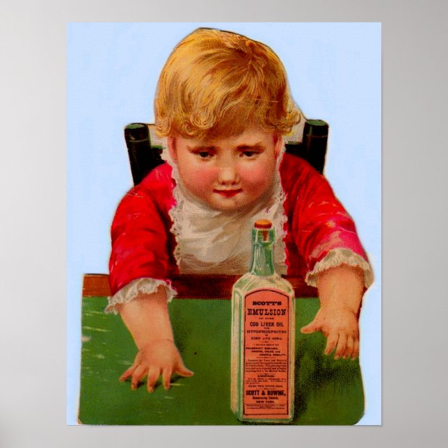 Poster Cartão comercial vitoriano: Óleo de Castor de Emul (Frente)