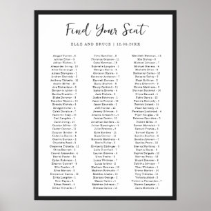 Poster Cartão de Assentos de Casamento com Tipografia Min