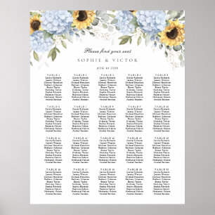 Poster Cartão de Assentos de Casamento de Mesa 20 Hortêns